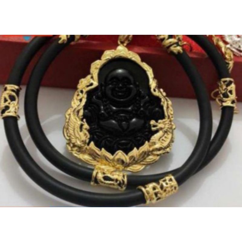 Vòng đeo cổ dây cao su bọc charm rồng 5mm