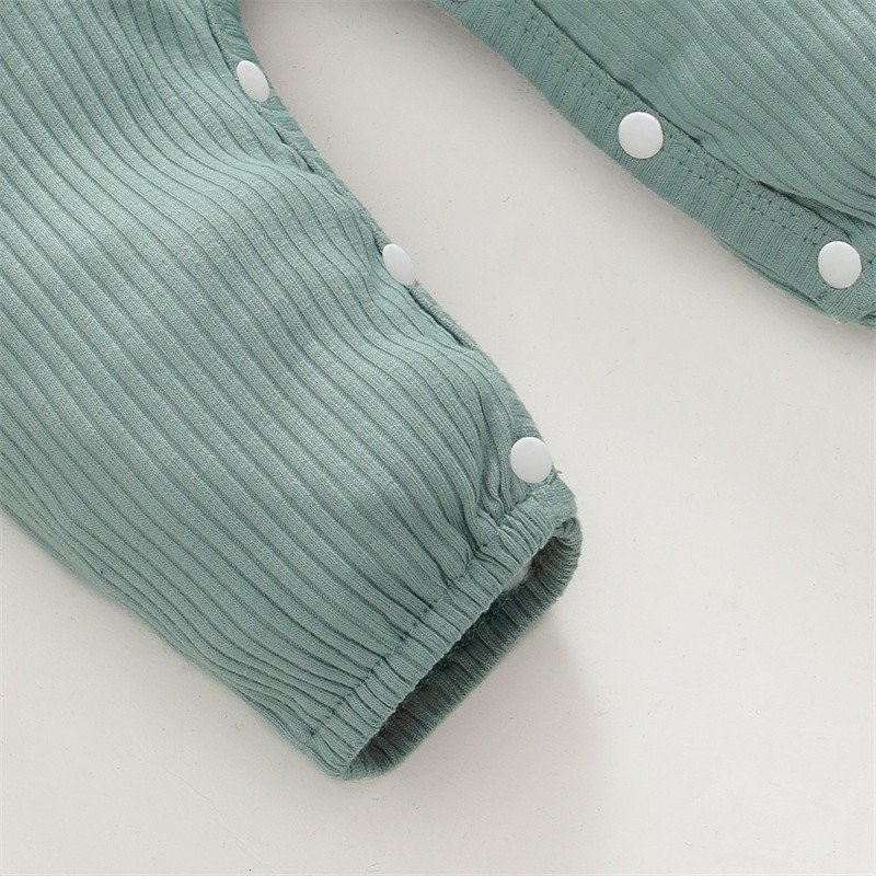 Set áo liền quần MIKRDOO cotton tay dài và băng đô đính nơ thời trang xinh xắn dành cho bé 0-18 tháng tuổi
