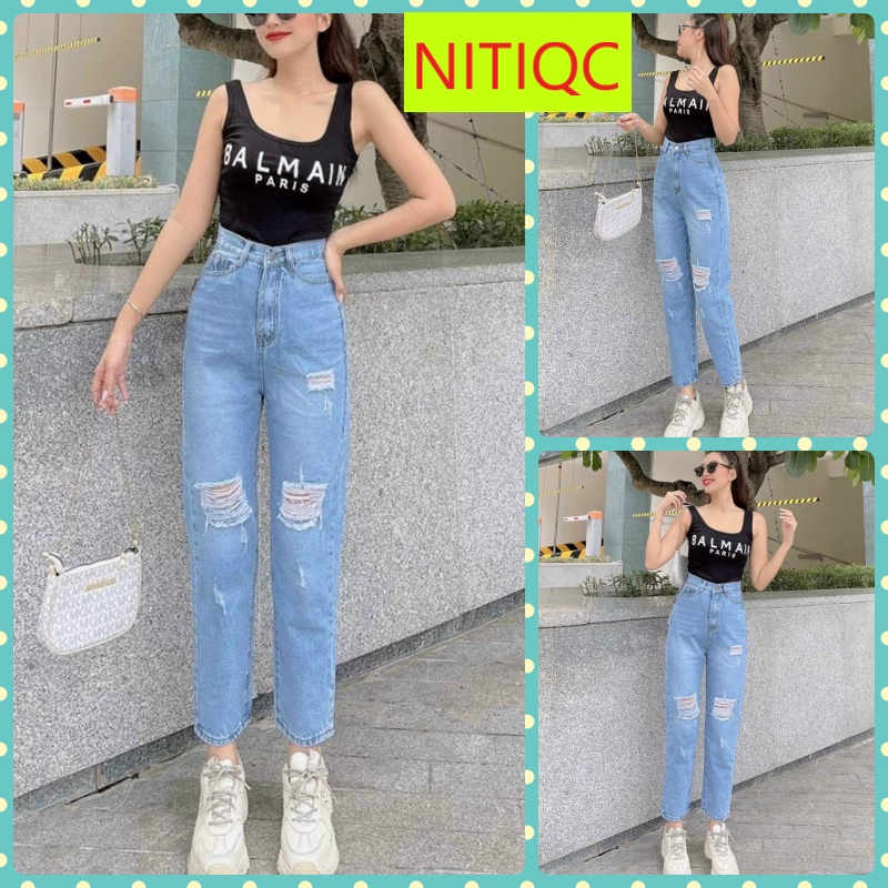 [VIDEO+FREESHIP ] QUẦN BAGGY JEANS NỮ LƯNG CAO LAI CUỐN RÁCH CÀO ĐÙI XANH NHẠT MỀM MỊN MÁT MẺ CỰC ĐỈNH THỜI THƯỢNG NITI