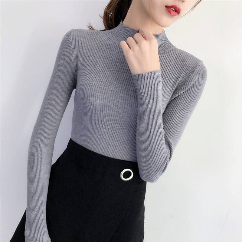 Áo Sweater Tay Dài Cổ Cao Thời Trang Thu Đông Cho Nữ