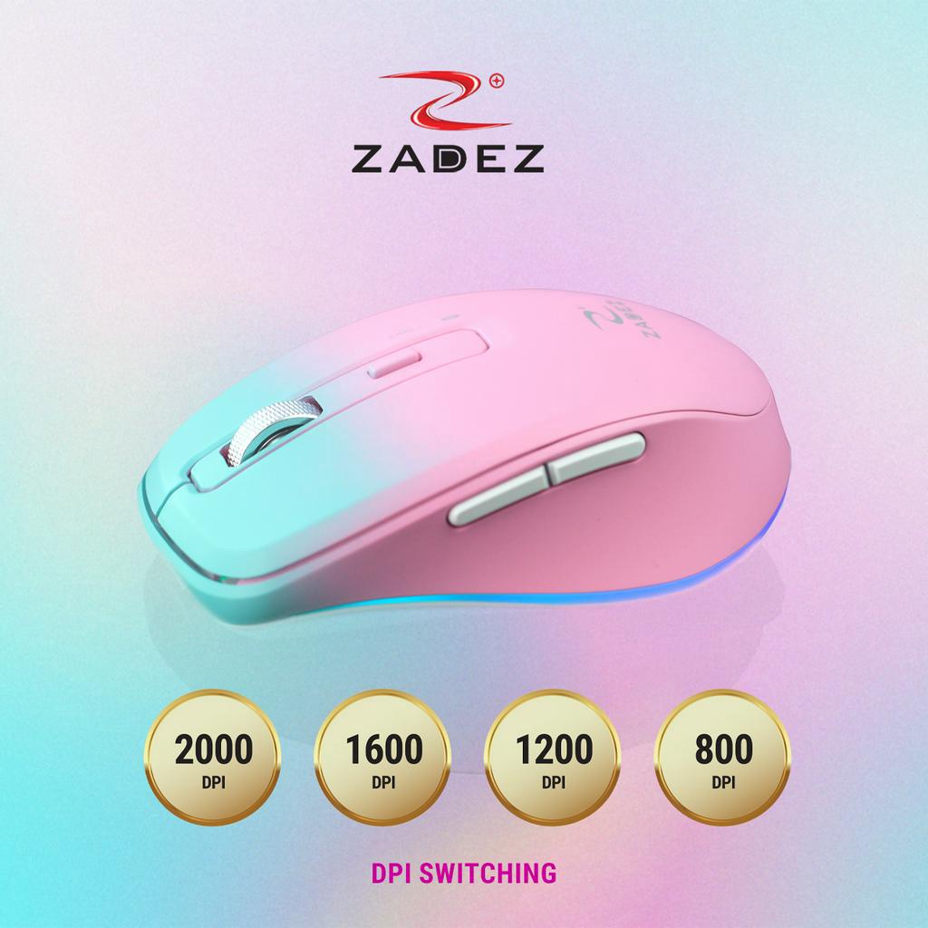 Chuột Silent Pin Sạc Kết Nối Bluetooth Wireless Đèn LED RGB Cảm Biến Pixart 2000 DPI ZADEZ M-382Z Hàng Chính Hãng