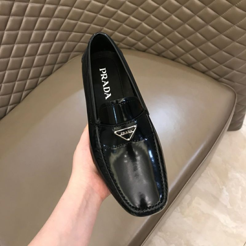 Giày lười nam da bóng Prada năng động, da bò nhập khẩu