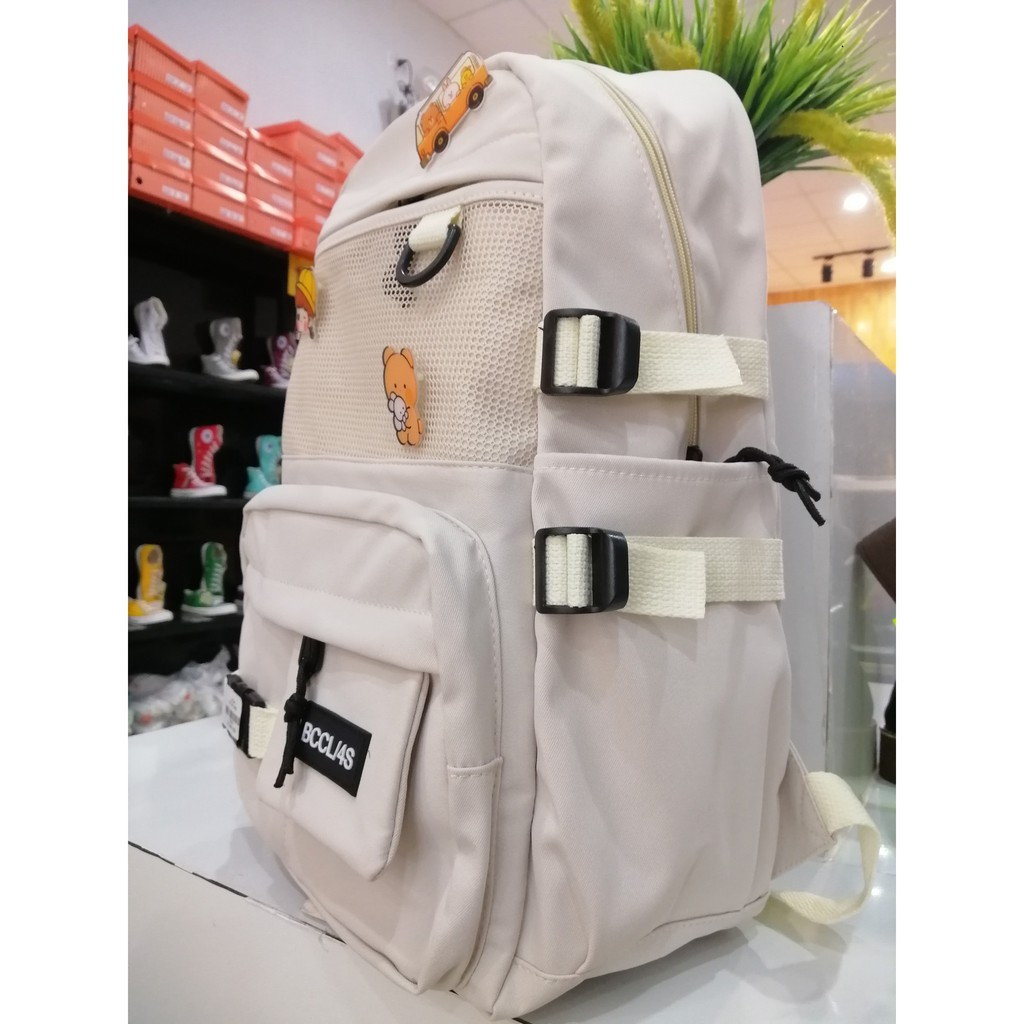 Balo Ulzzang phối lưới đựng vừa lap 15.6 inch, vải Oxford chống thấm nước, phiên bản Hàn Quốc 2020