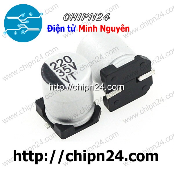 [5 CON] (KG2) Tụ nhôm 220uF 35V 8x10mm (SMD Dán)