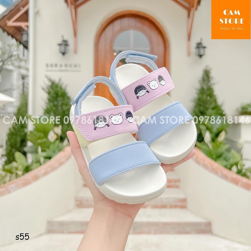 Form to Dép Sandal Siêu Nhẹ Quai Ngang Thêu Hình Ngộ Nghĩnh Cho Bé Gái K121