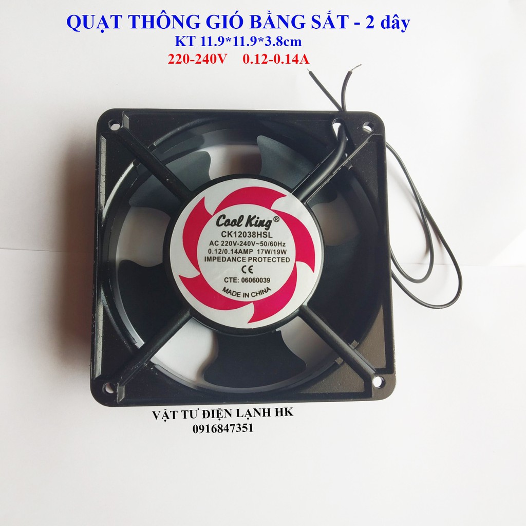 Quạt hút thông gió tủ 2 dây các loại cỡ 9x9 12x12 - quạt làm mát