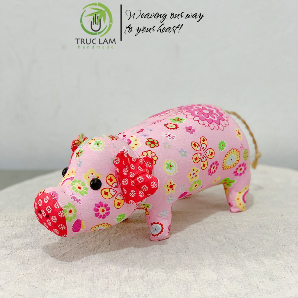 Đồ Chơi Cho Bé Thú Nhồi Bông Hình Con Heo Vải Hoa Bông Gòn Cao Cấp - Trúc Lâm Handmade