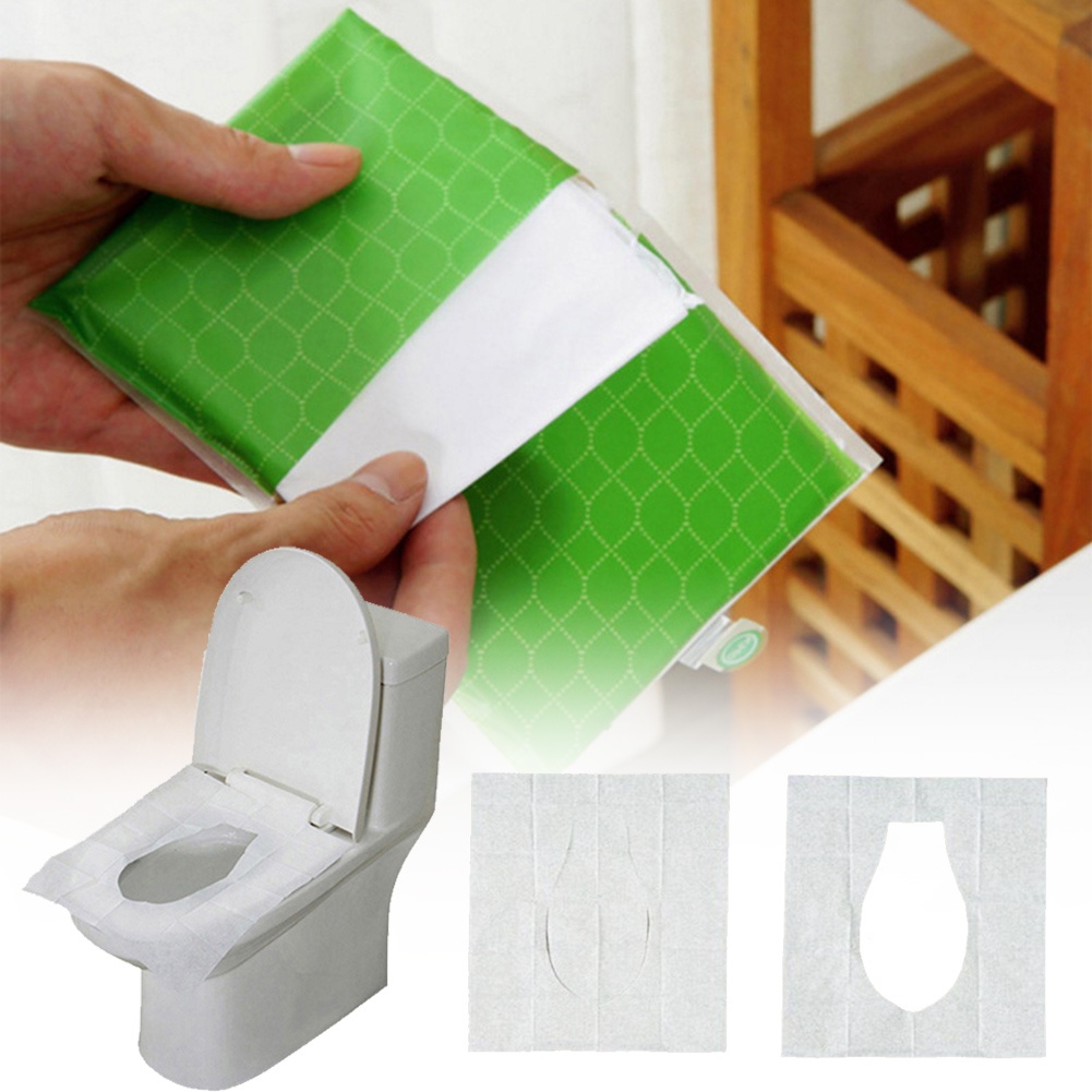 Bộ 10 Miếng Giấy Lót Bồn Cầu Dùng Một Lần Chống Thấm Nước Tiện Dụng