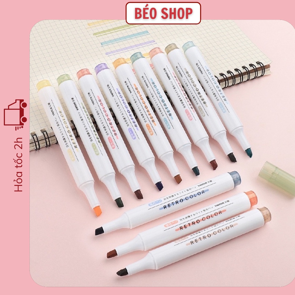 Bút dạ quang highlight pastel dùng ghi chú đánh dấu nhiều màu B01