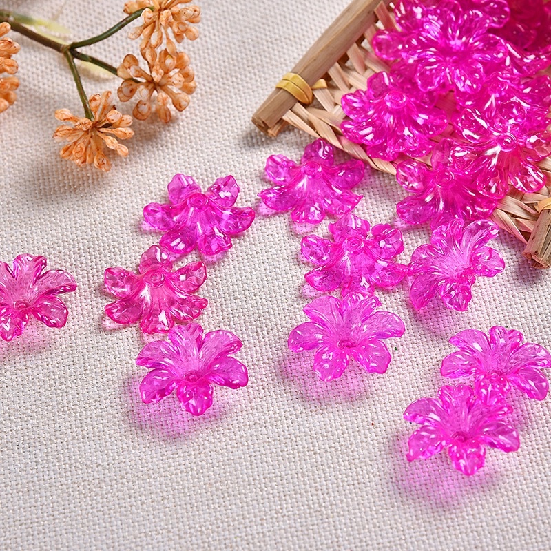 Hoa nhựa acrylic 6 cánh, 100g hoa mai cánh liền làm hoa cây kim tiền tài lộc, cánh hoa đúc