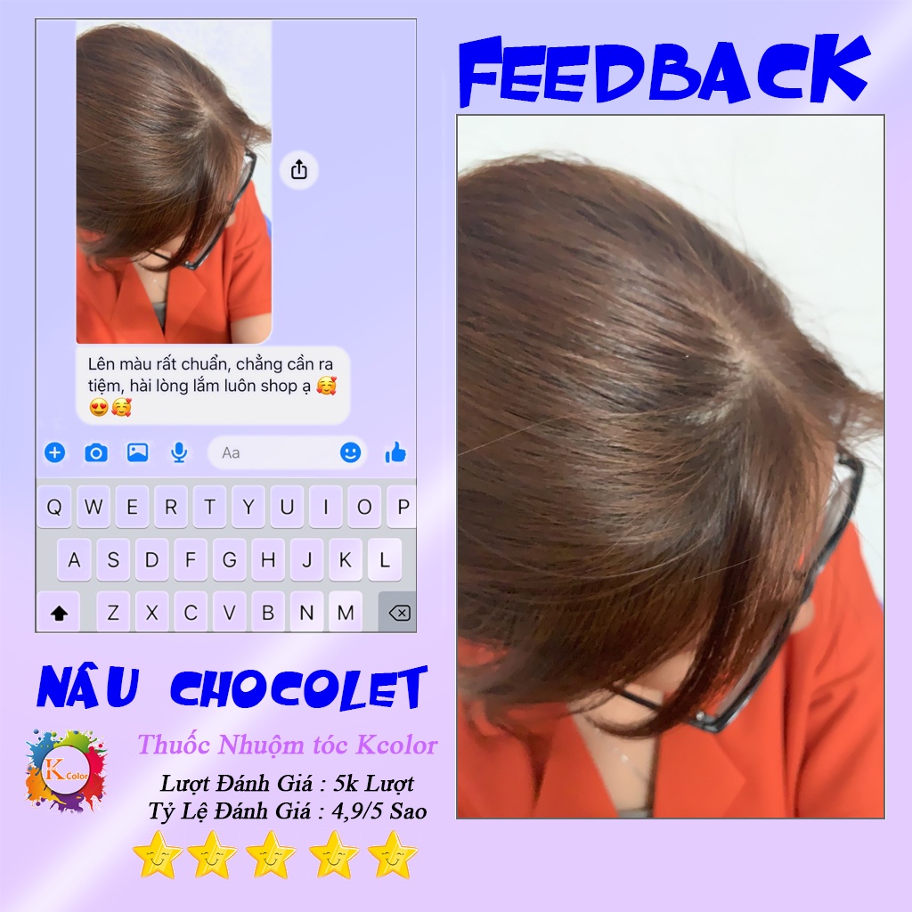 Thuốc nhuộm tóc màu NÂU CHOCOLATE không tẩy sử dụng tại nhà nhiều thảo dược giá rẻ Kcolor