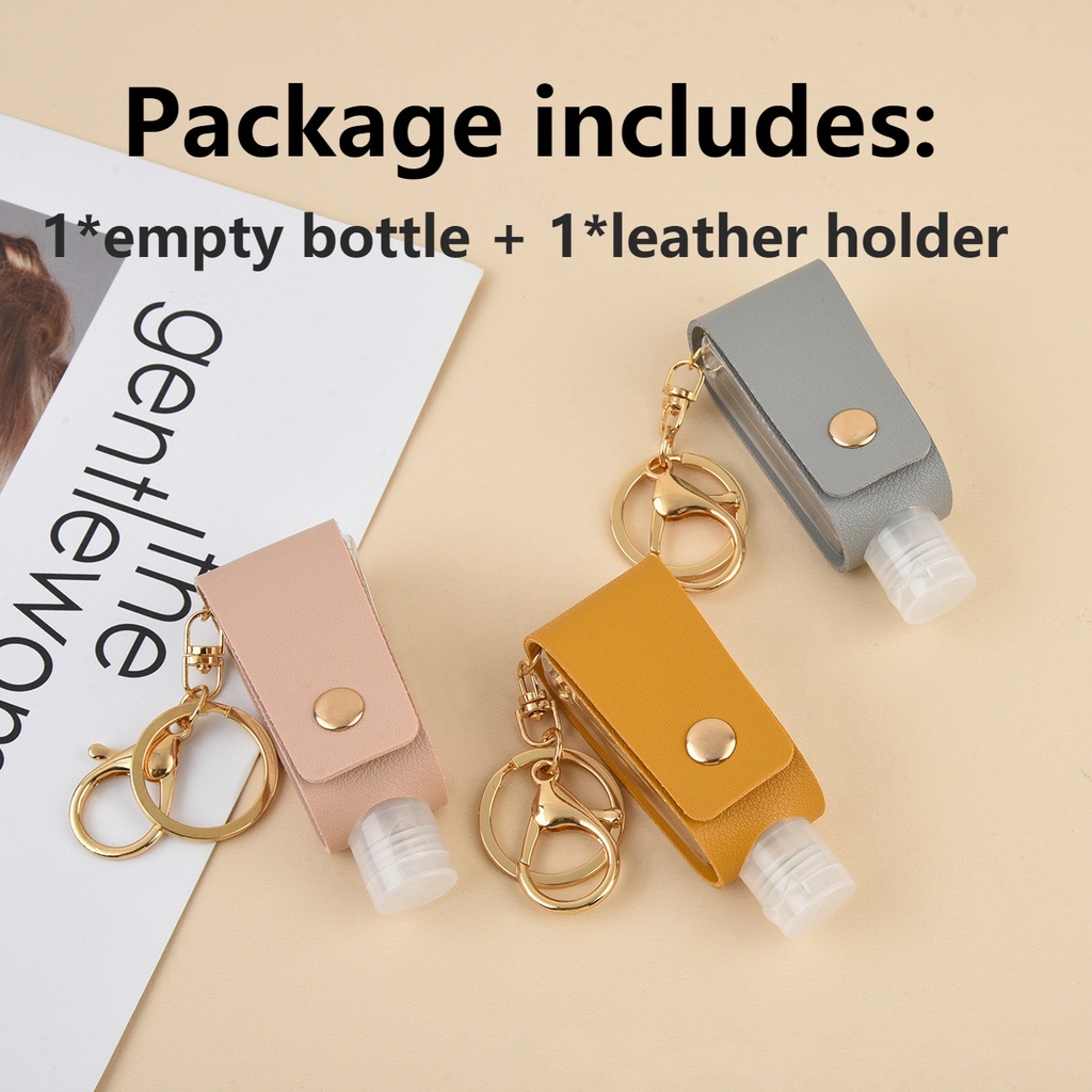 30ml Mini Silicone Hand Sanitizer Bottle Leather Holder with Dispenser Containers Spray Bottle