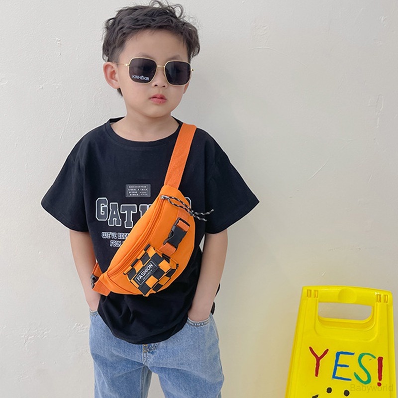 Túi Đeo Chéo Ngực In Họa Tiết Caro Đơn Giản Thời Trang Cho Bé