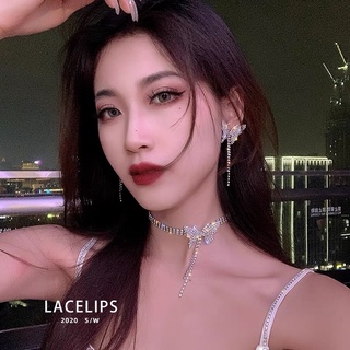 Dây chuyền vòng cổ đính đá hồ điệp