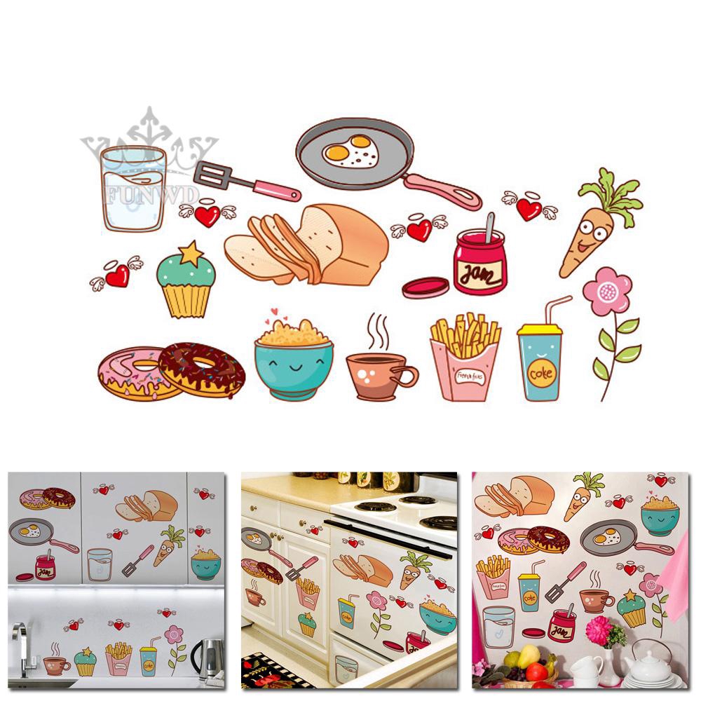Miếng dán tường trang trí hình đồ ăn kích thước 40*30CM