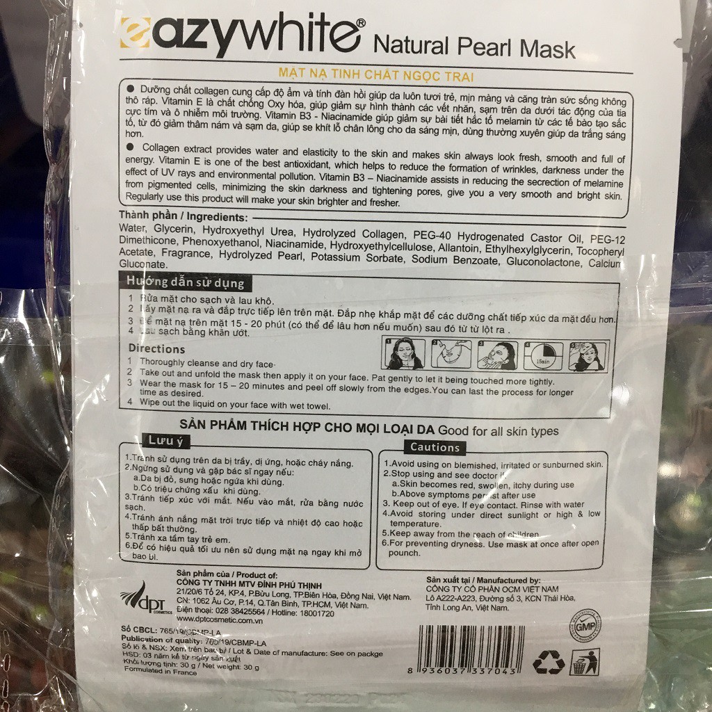 Miếng đắp mặt Eazy White 30g