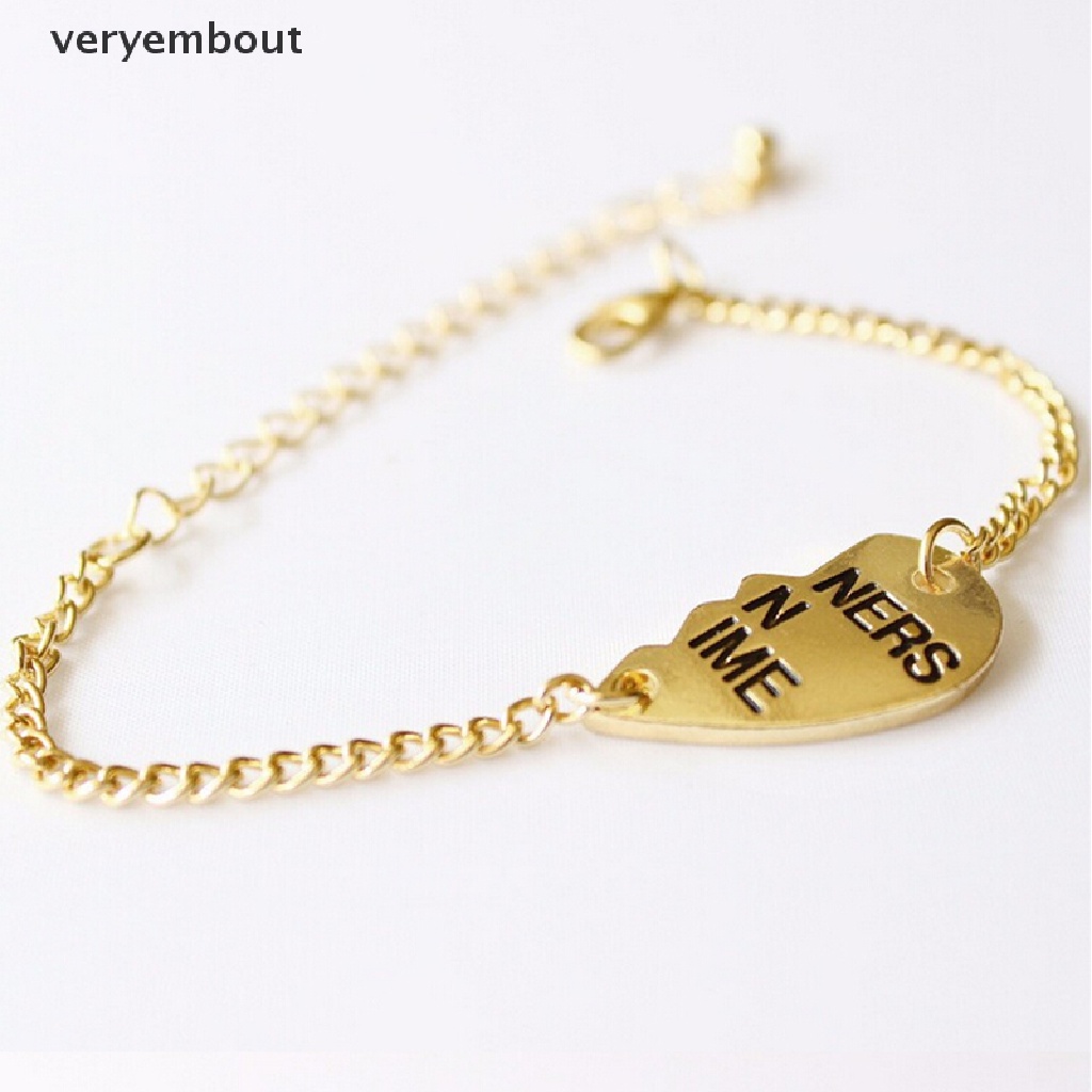 Set 2 Vòng Tay Mặt Trái Tim Chia Đôi Khắc Chữ Best Friends Forever