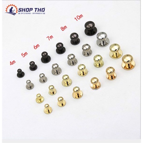 Núm tròn mini B487 màu bạc, màu vàng đường kính 8mm