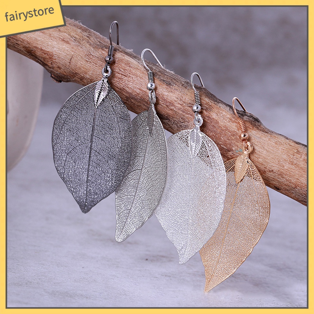 Khuyên tai nữ thiết kế hình lá cây phong cách retro thời trang