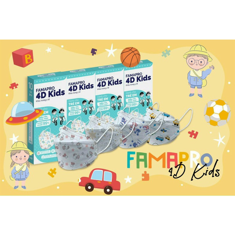 Khẩu trang y tế dành cho trẻ em của FAMAPRO kháng khuẩn đến 99% công nghệ Hàn Quốc cho bé cảm giác dễ chịu thoải mái