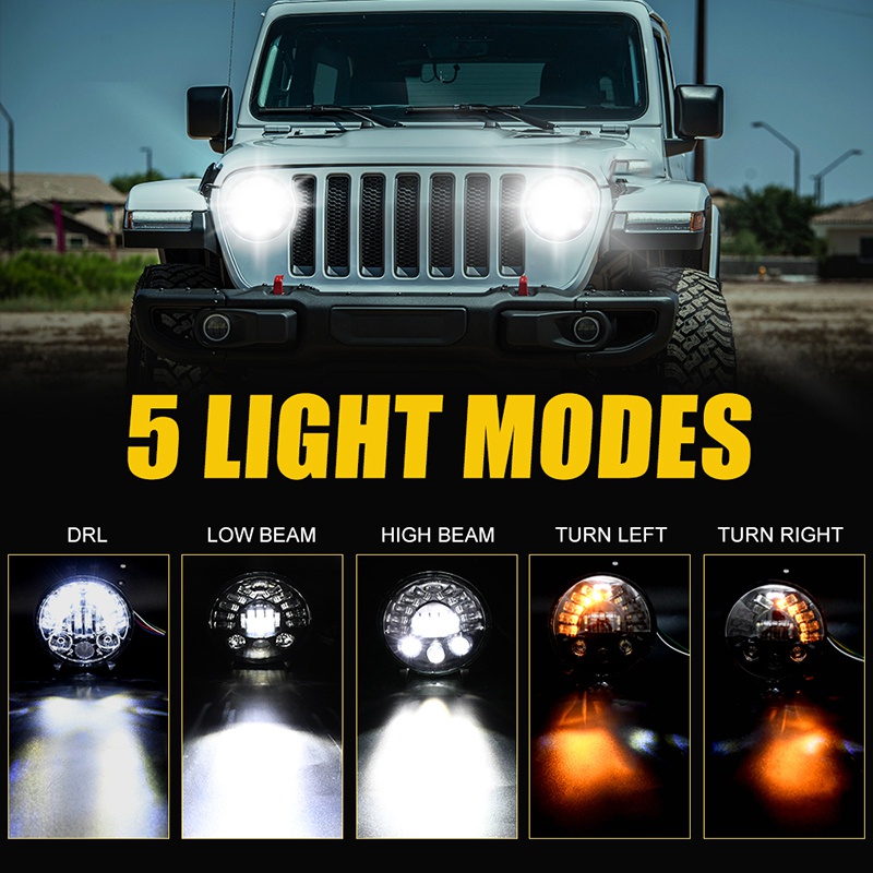 Đèn pha Led hình tròn 7 Inch 300w cho e Wrangler Cj Tj
