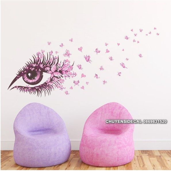 Decal dán tường - Mắt Hồng quyến rũ
