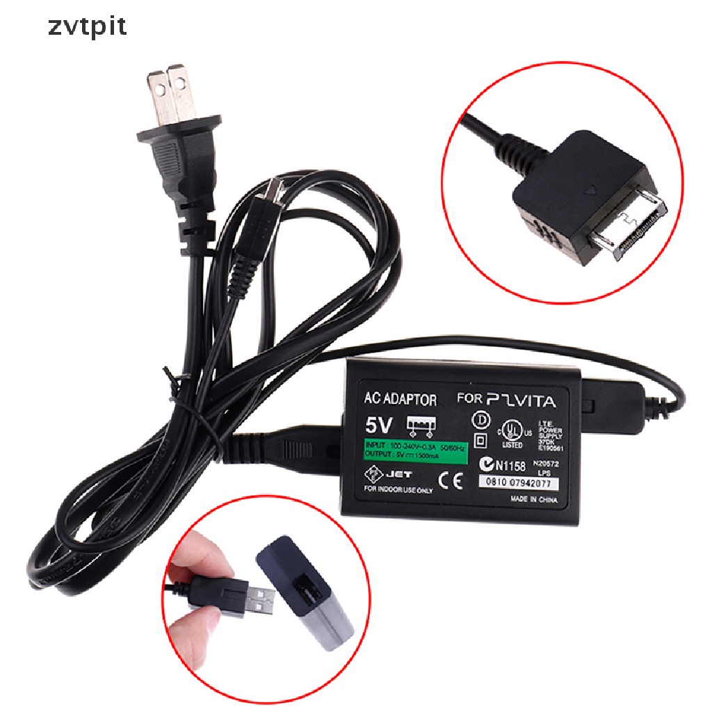 [ZVPT] 1Pc PS vita PSV AC power adapter supply convert charger + USB data cable DSF