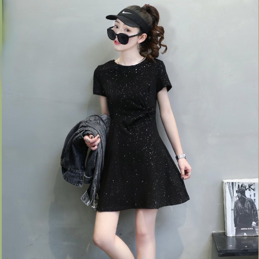 Đầm Tay Ngắn Chất Liệu Lụa Mỏng Cao Cấp Thời Trang Theo Phong Cách Hàn Quốc Cho Nữ