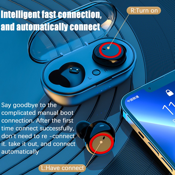 Tai Nghe Nhét Tai Y50 Bluetooth Không Dây Âm Thanh HiFi Stereo Chống Nước Có Micro Cho iPhone Xiaomi Samsung