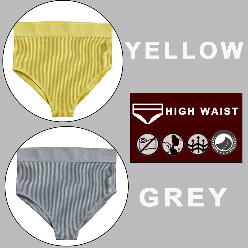 Set 2 quần lót FINETOO lưng cao định hình cơ thể 10 màu trơn tùy chọn gợi cảm cho nữ