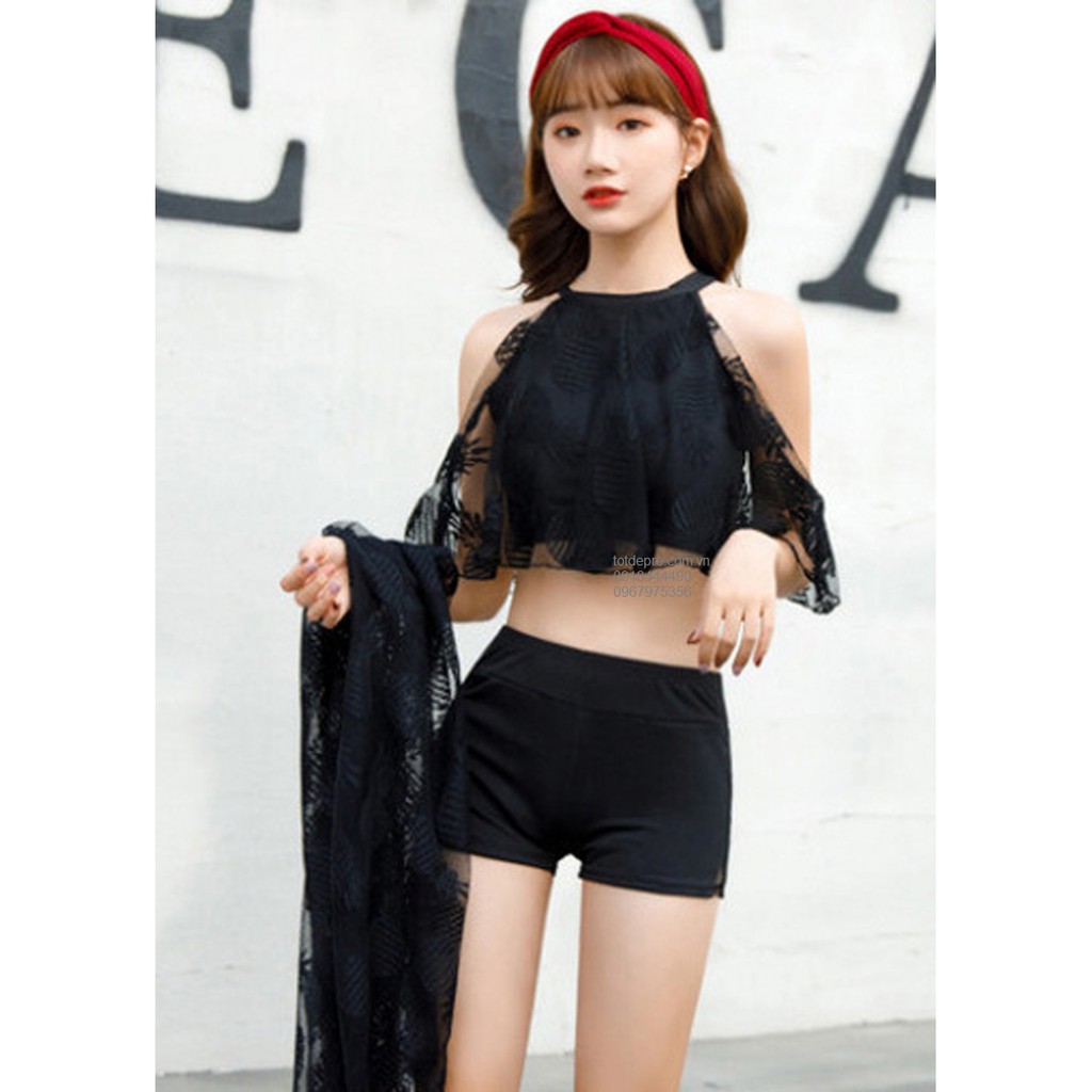 Bộ bơi 3 chiết tiết kèm choàng ren