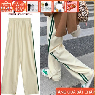 Quần Nỉ Nữ Ống Rộng 2 Sọc Xẻ Gấu Kiểu Dáng Thể Thao Năng Động Cá Tính HIPHOP STREETWEAR