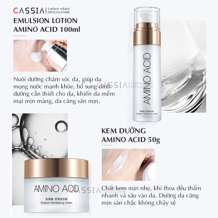 Bộ Chăm Sóc Da Dưỡng Ẩm Trắng Da Amino Acid, Sữa rửa mặt Toner Serum, Kem Dưỡng Chống Lão Hóa, Se Khít Lỗ Chân Lông