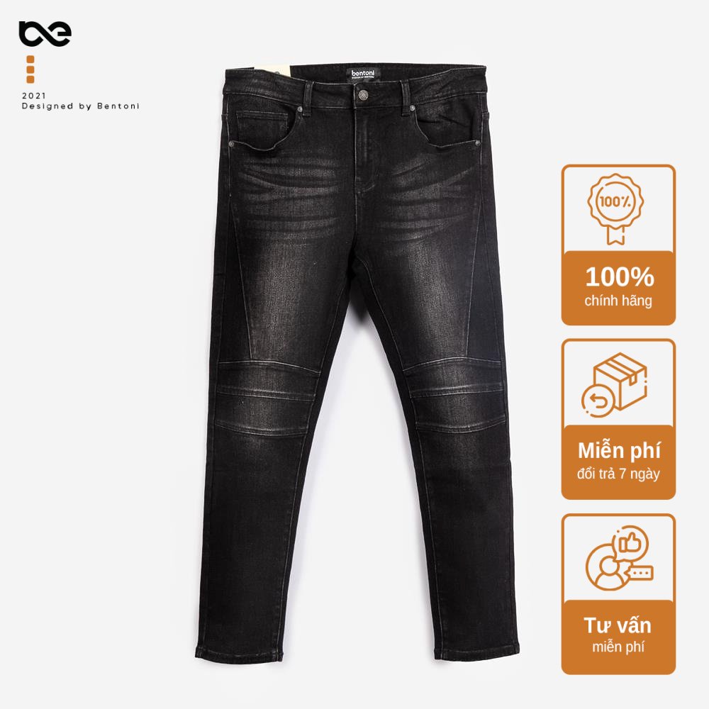 Quần jean nam đen trơn Basic pant co giãn, jean cotton cao cấp, co giãn, mềm mịn không ra màu BENTONI | BigBuy360 - bigbuy360.vn