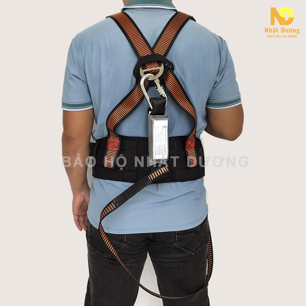 Dây đai an toàn bán thân 1 móc thép có giảm xóc BT02, Dây bảo hộ lao động Nhật Dương leo trèo làm việc trên cao