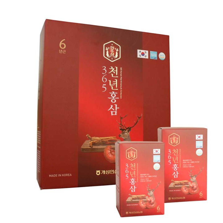 Nước Hồng Sâm Nhung Hươu Linh Chi 365 Hansusam Hàn Quốc, Hộp 60 Gói * 70ml, Giúp Bồi Bổ Nâng Cao Sức Khỏe- hoanggamkorea
