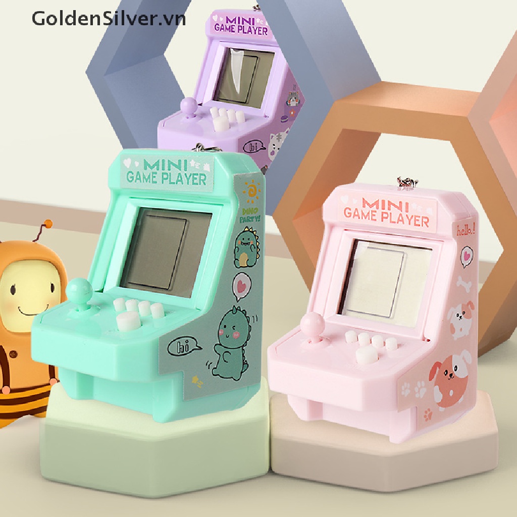 Máy Chơi Game Cầm Tay Mini Màu Vàng Bạc Kèm Móc Khóa Cho Bé