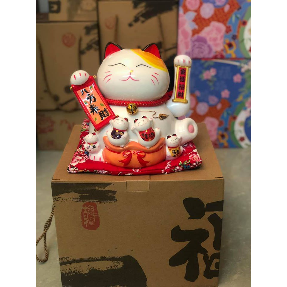 Mèo Thần Tài Sứ , Mèo May Mắn Maneki Neko 25cm . Vẩy Tay Gọi Khách Tấn Tài Tấn Lộc. | BigBuy360 - bigbuy360.vn