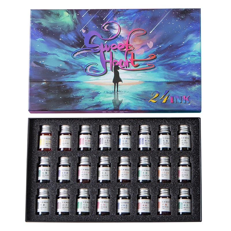 Seng Bột Vàng 7ml 24 Màu Cho Bút Viết Thư Pháp