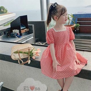 Váy bé gái họa tiết caro cổ vuông siêu xinh
