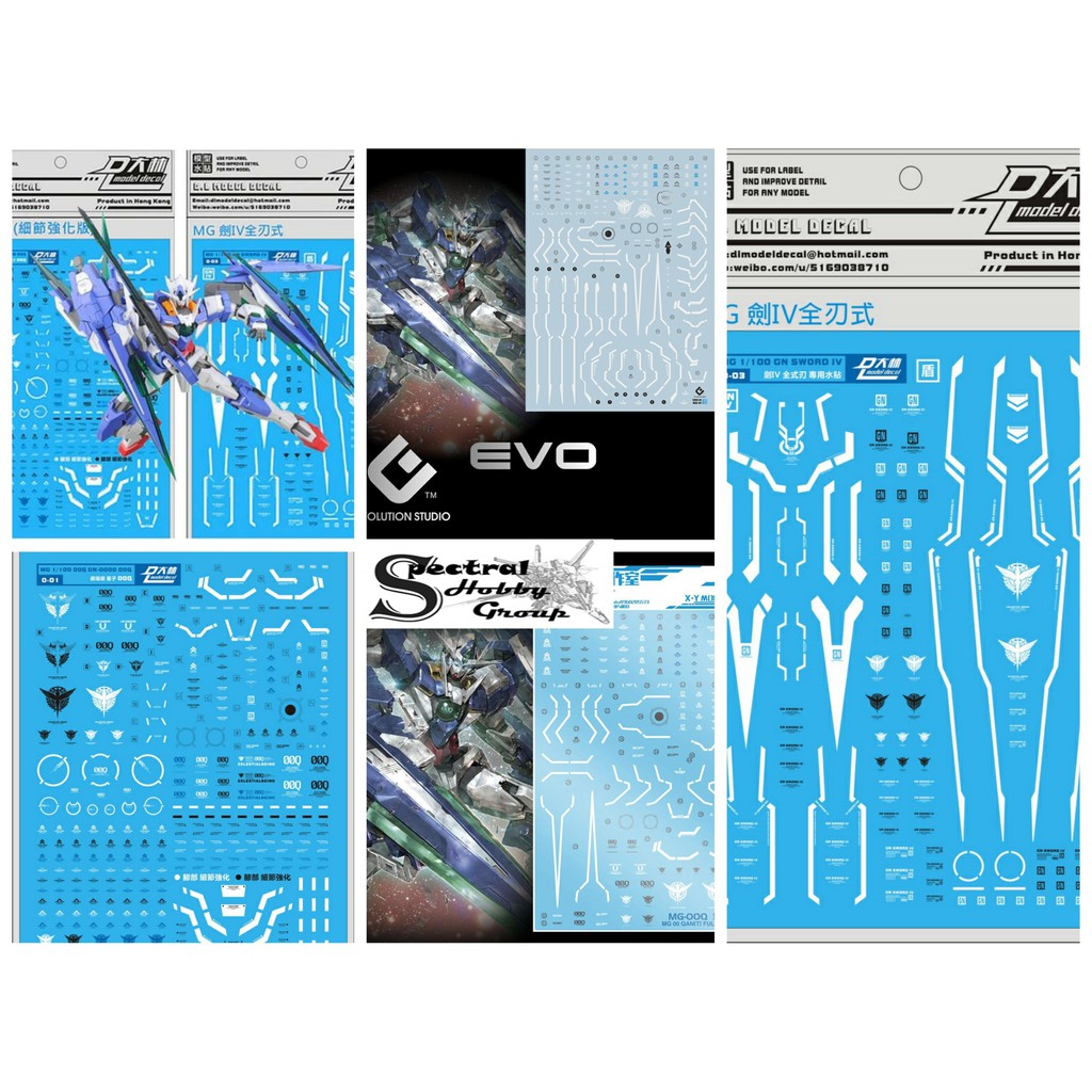 Decal dán mô hình MG HG RG series Gundam 00Q Qan T QanT 00Q 8822 các loại