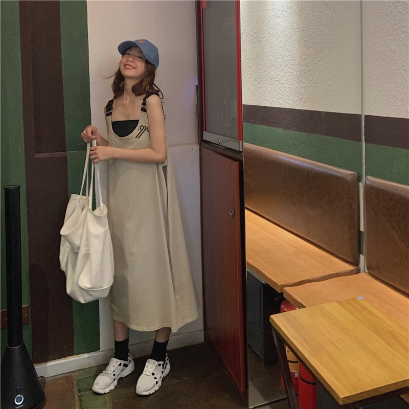 Đầm SUXI hai dây dáng rộng phong cách Hàn Quốc thời trang dành cho nữ
