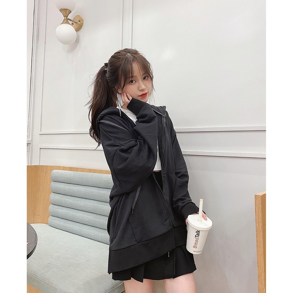 ❤ Xưởng Thời Trang Hot ✨  Áo Khoác Nỉ Hình Chai Nước Xẻ Tà Basic - Áo Hoodie Milk Dây Kéo Unisex Thêu Bình Sữa Đen Trắng