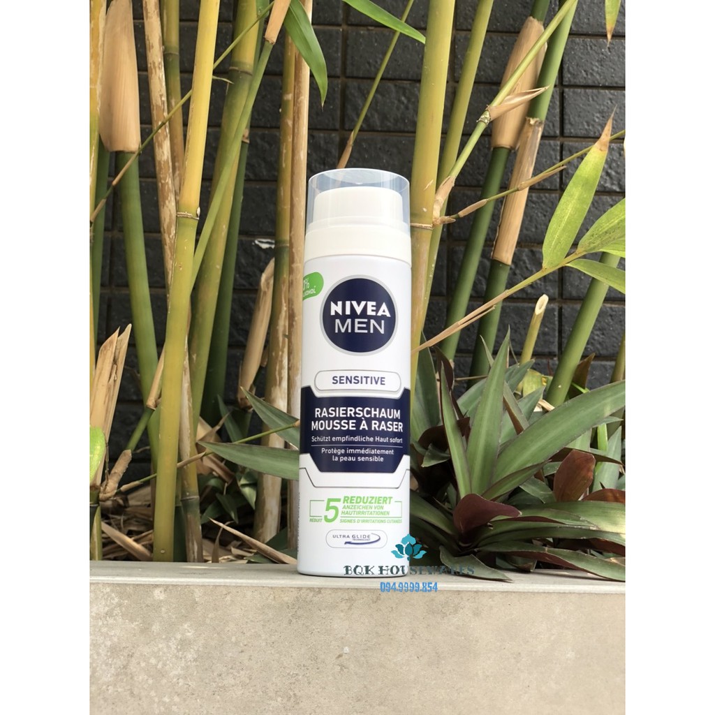 Bọt cạo râu cho da nhạy cảm Nivea Men Rasierschaum Sensitive, 200 ml