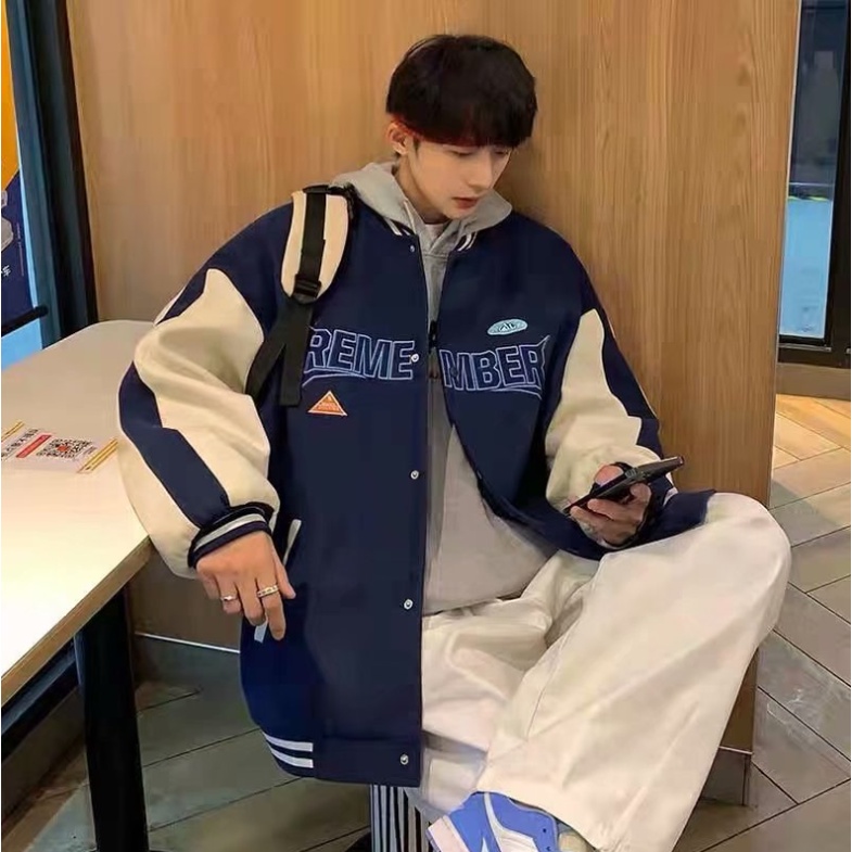 áo khoác bóng chày nam In Chữ Thời Trang varsity jacket Cao Cấp phong cách Hàn Quốc baseball jacket unisex from rộng áo khoác bomber