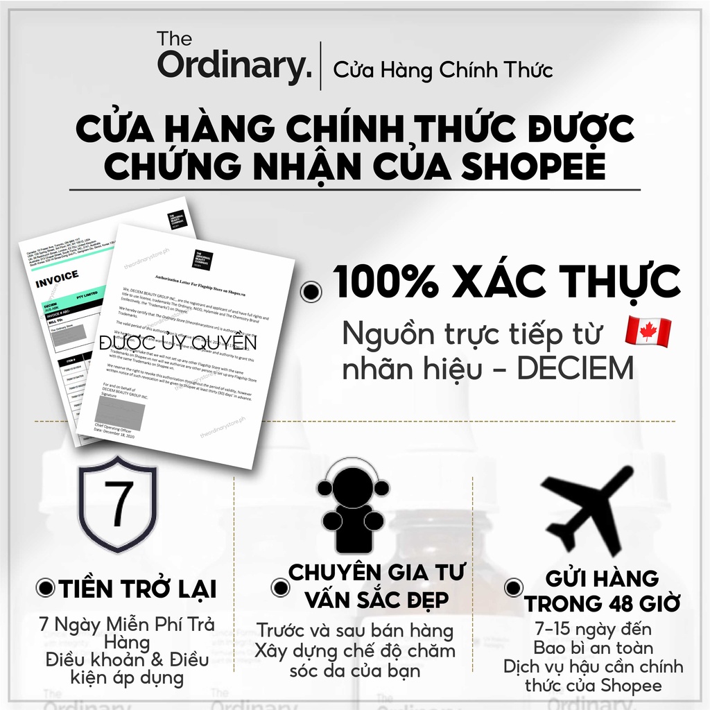 (1/2/3 Chai) Serum The Ordinary Niacinamide 10% + Zinc 1% Dung Tích 30ml Thu Nhỏ Lỗ Chân Lông (Có Bán Lẻ)