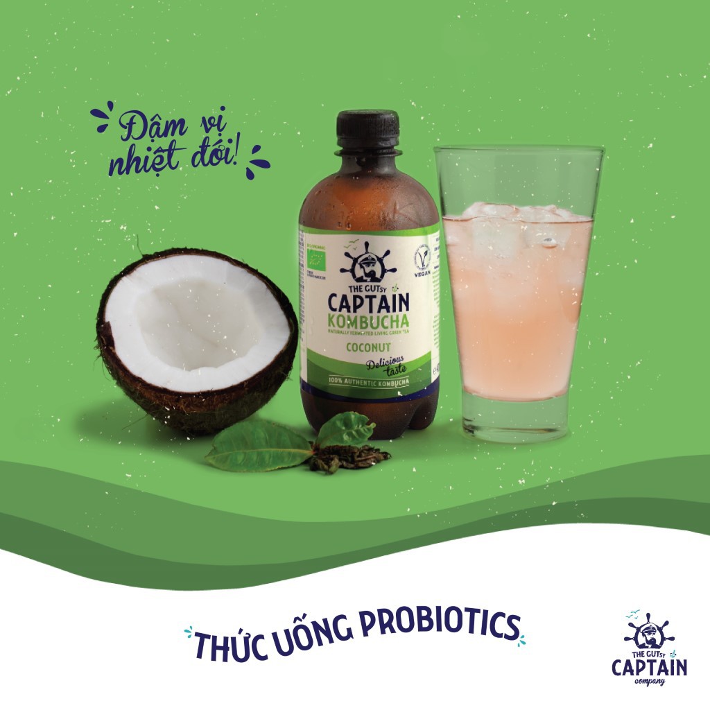 Trà KomBuCha hữu cơ vị Dừa Captain Kombucha Coconut