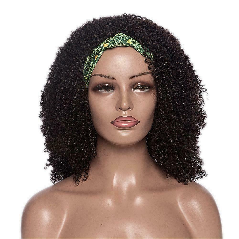 Headband Wig Afro Kinky Curly Short Hair Headwrap Black Wig Turban For Women R8S7