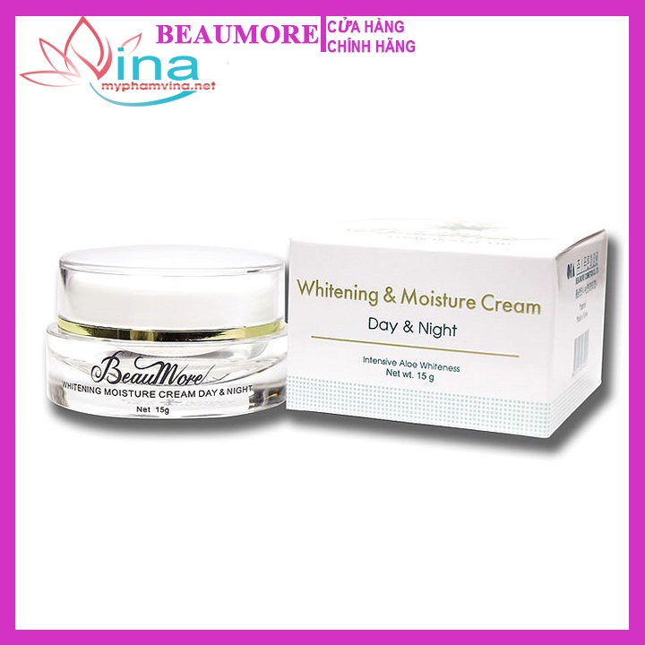 KEM BEAUMORE WHITENING MOISTURE CREAM DAY &amp; NIGHT - DƯỠNG TRẮNG DA NGÀY VÀ ĐÊM 15G