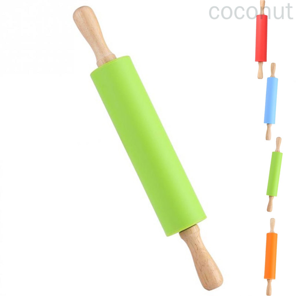 Cây Lăn Bột Làm Bánh Bằng Silicon Cán Gỗ Chống Dính Tiện Dụng Cho Nhà Bếp